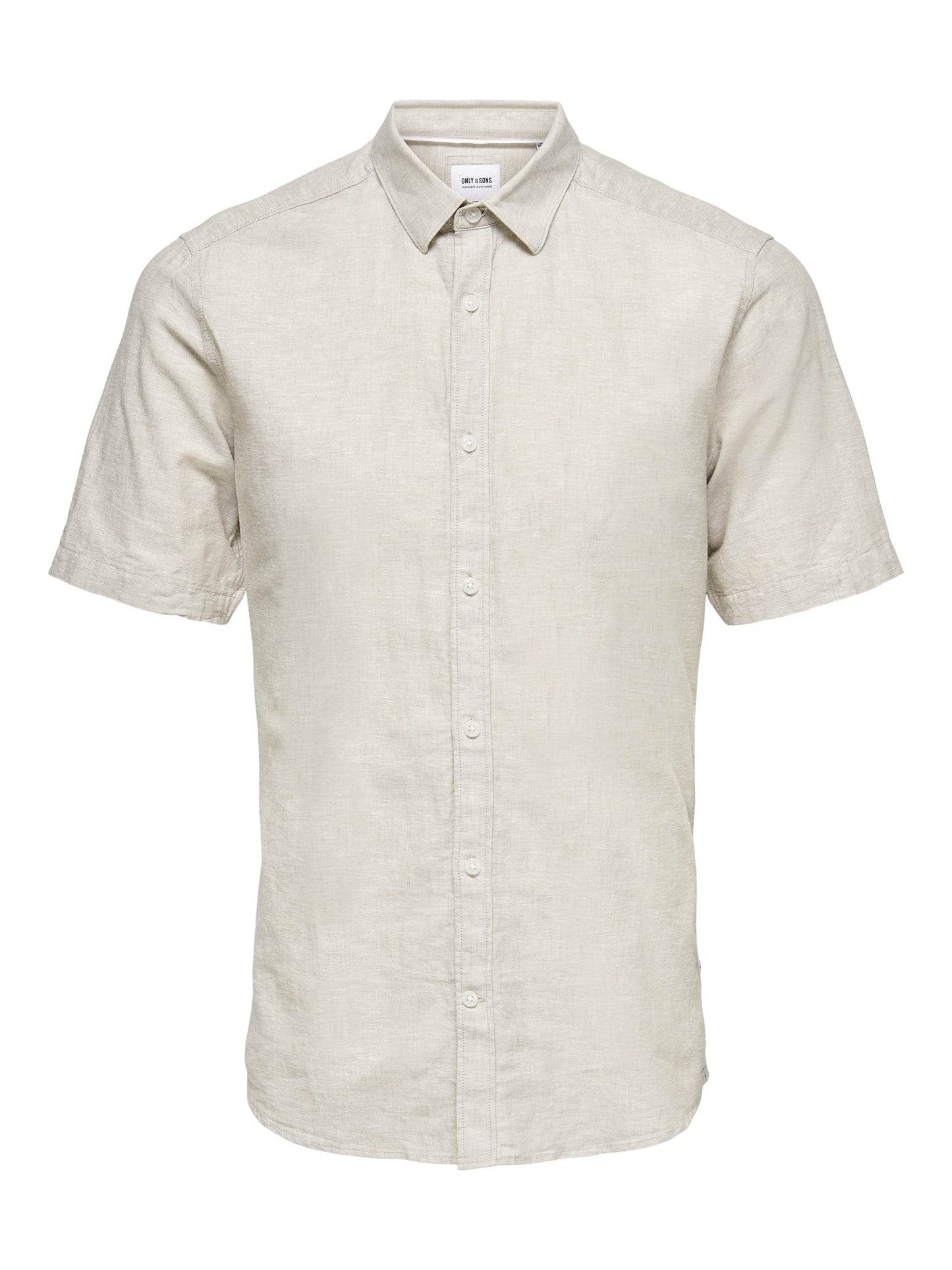 CAMICIA MANICHE CORTE IN MISTO LINO - col. Beige