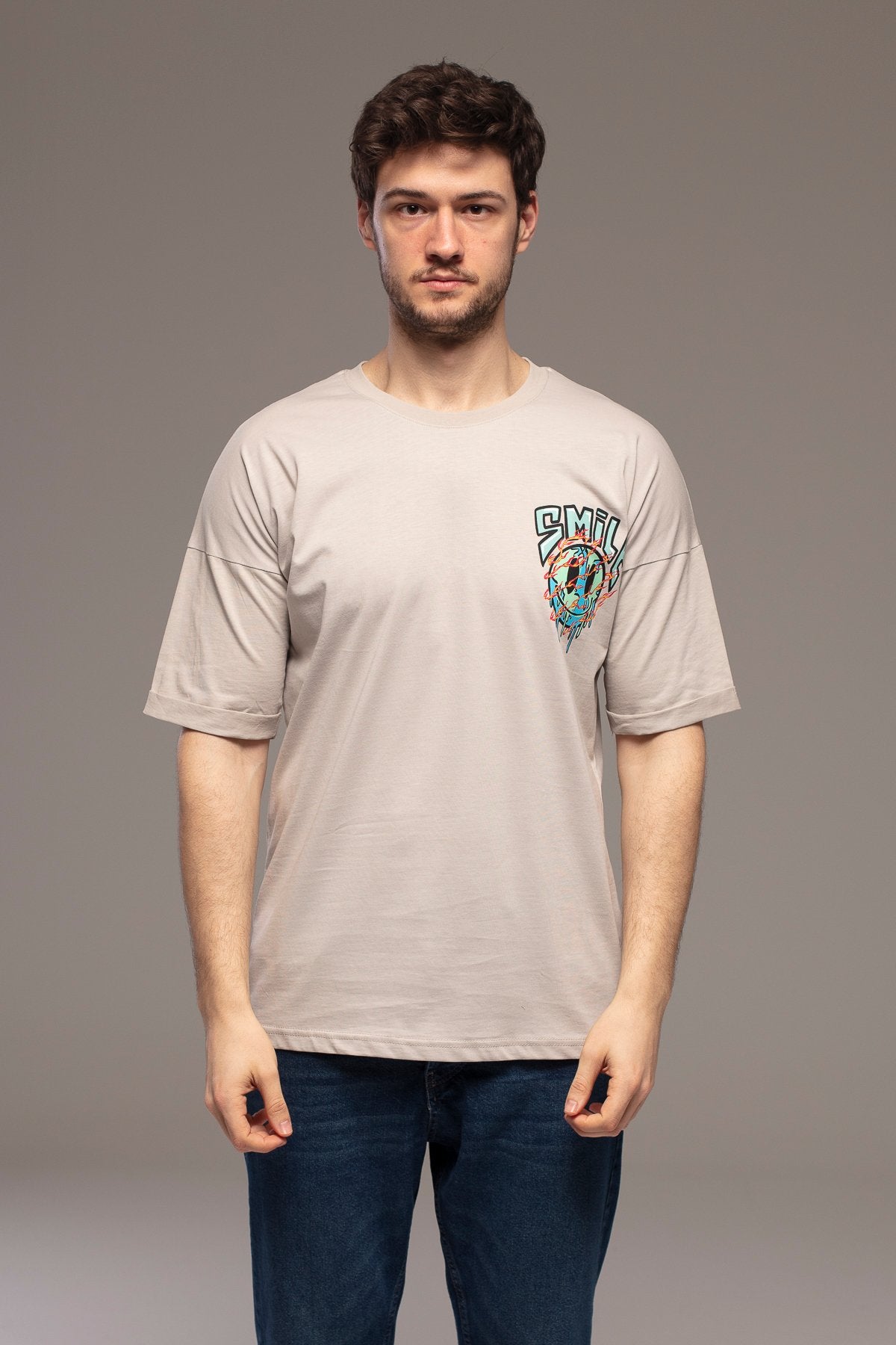 T-SHIRT "SMILE" CON STAMPA FRONTE/RETRO - Col. Bianco