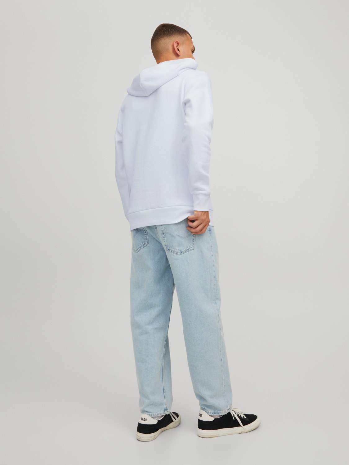 JACK & JONES FELPA CON CAPPUCCIO CON LOGO - Bianco