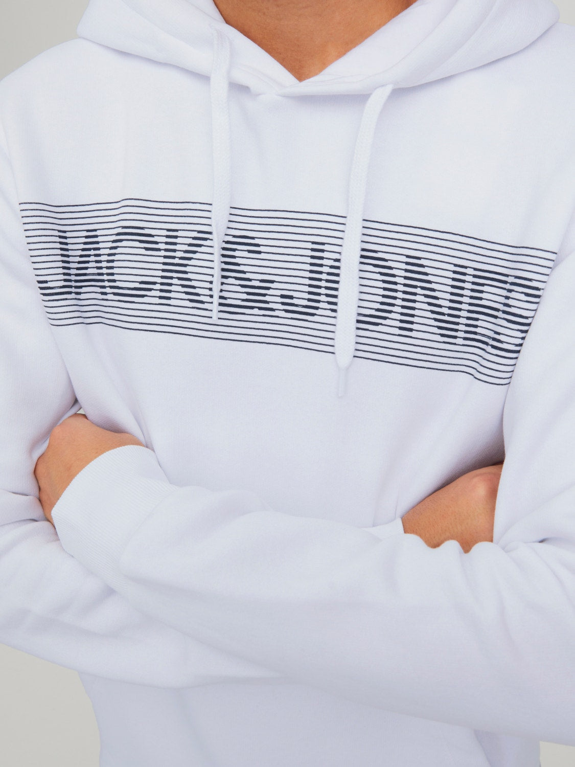 JACK & JONES FELPA CON CAPPUCCIO CON LOGO - Bianco