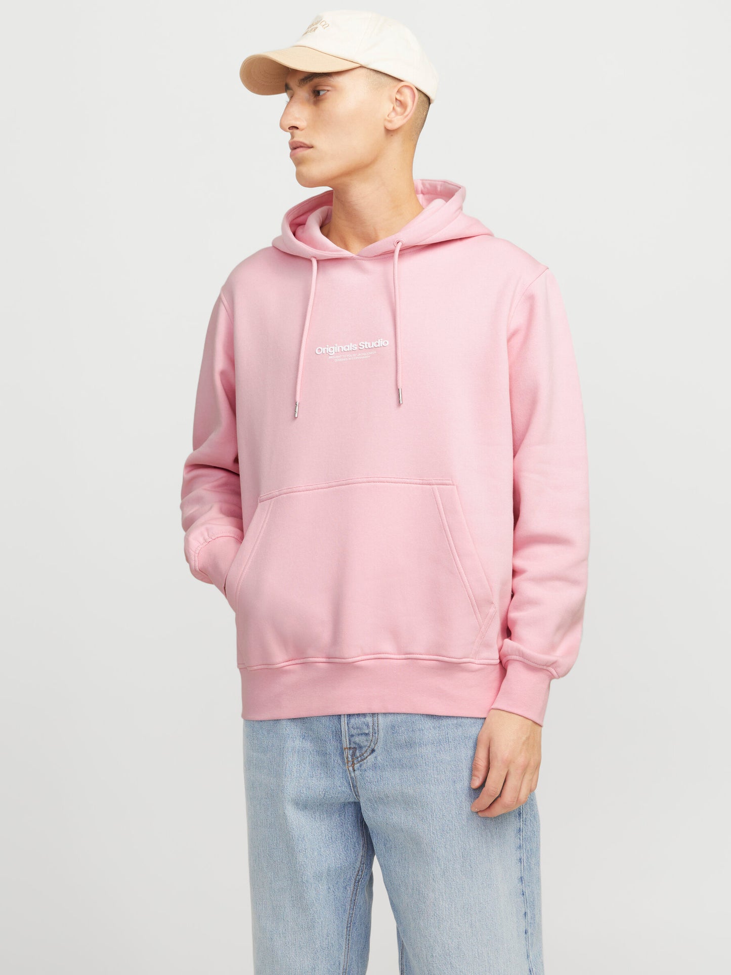 JACK & JONES FELPA CON CAPPUCCIO "ORIGINALS STUDIO" - Col. rosa
