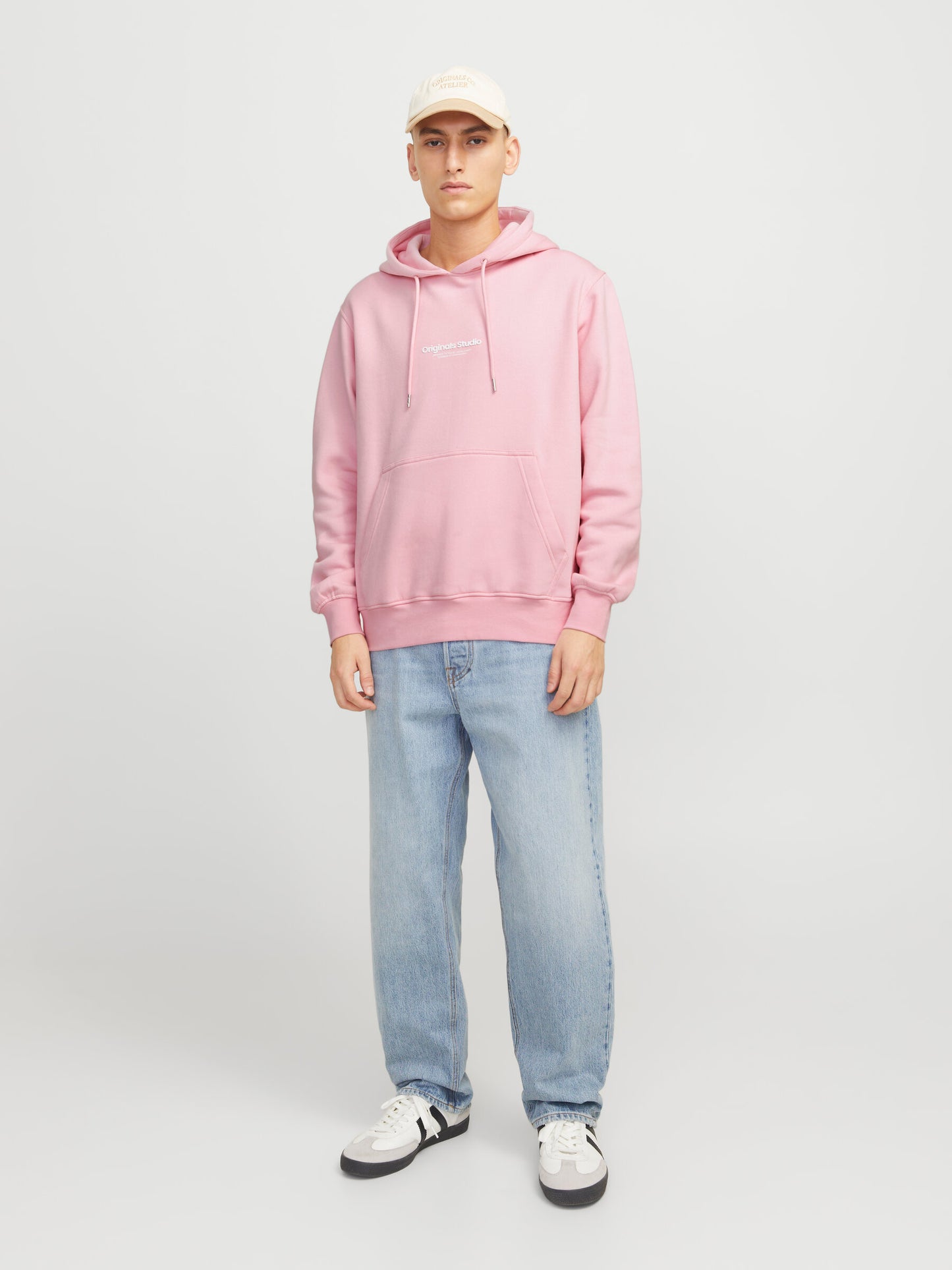 JACK & JONES FELPA CON CAPPUCCIO "ORIGINALS STUDIO" - Col. rosa