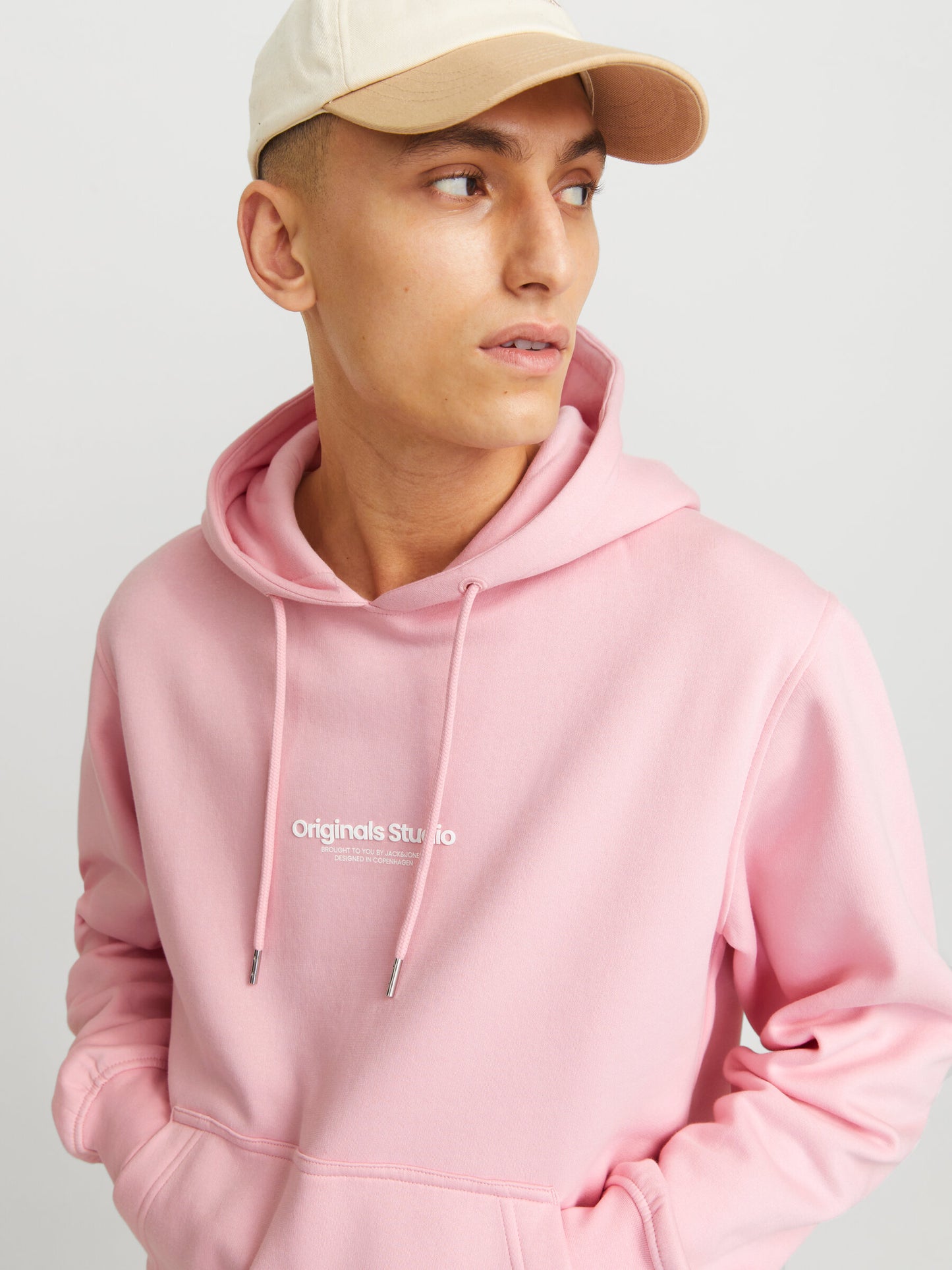 JACK & JONES FELPA CON CAPPUCCIO "ORIGINALS STUDIO" - Col. rosa