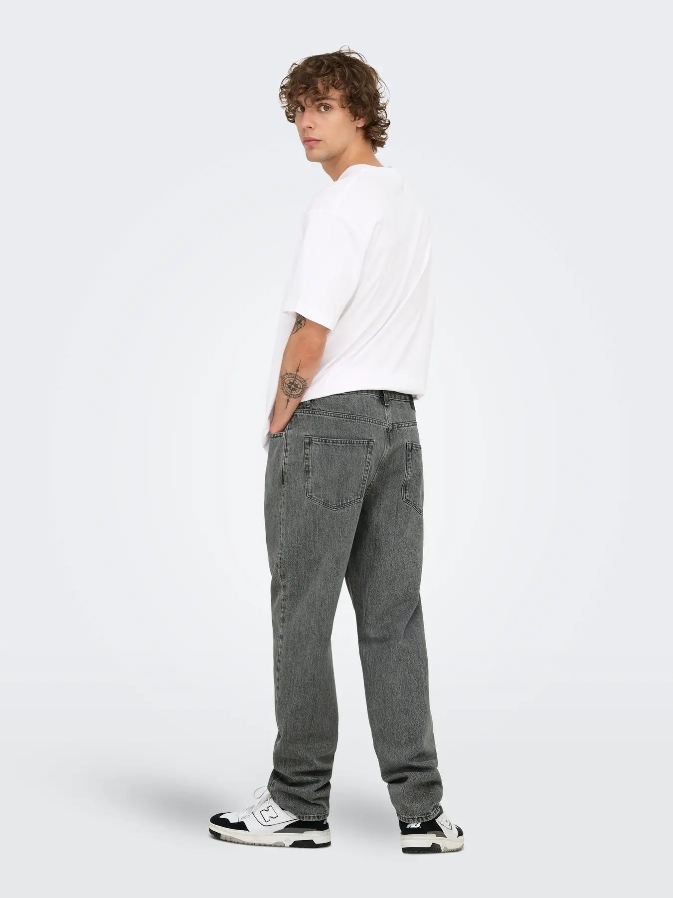 ONLY & SONS ONSTYE LOOSE TAPE JEANS - Col. grigio