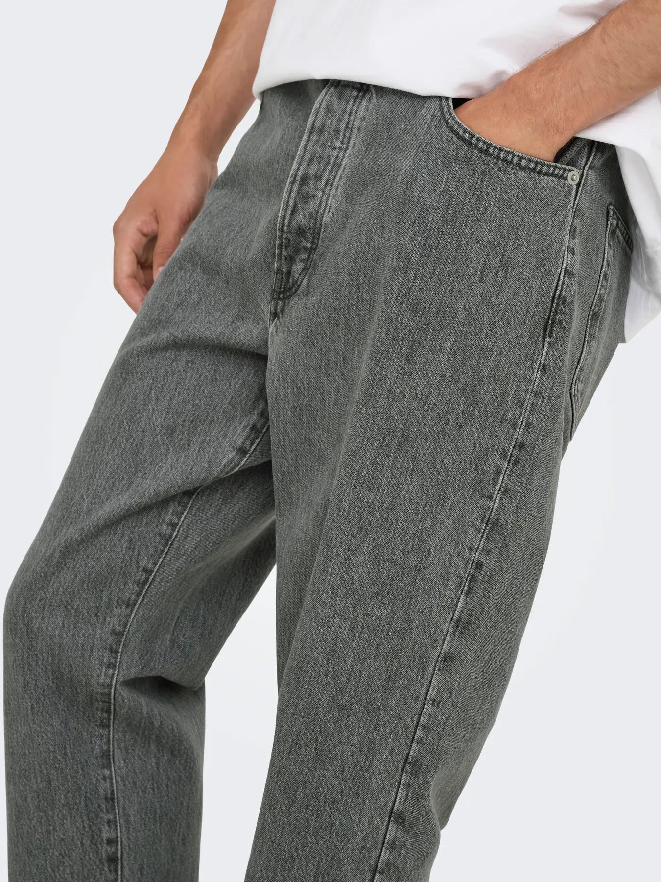 ONLY & SONS ONSTYE LOOSE TAPE JEANS - Col. grigio