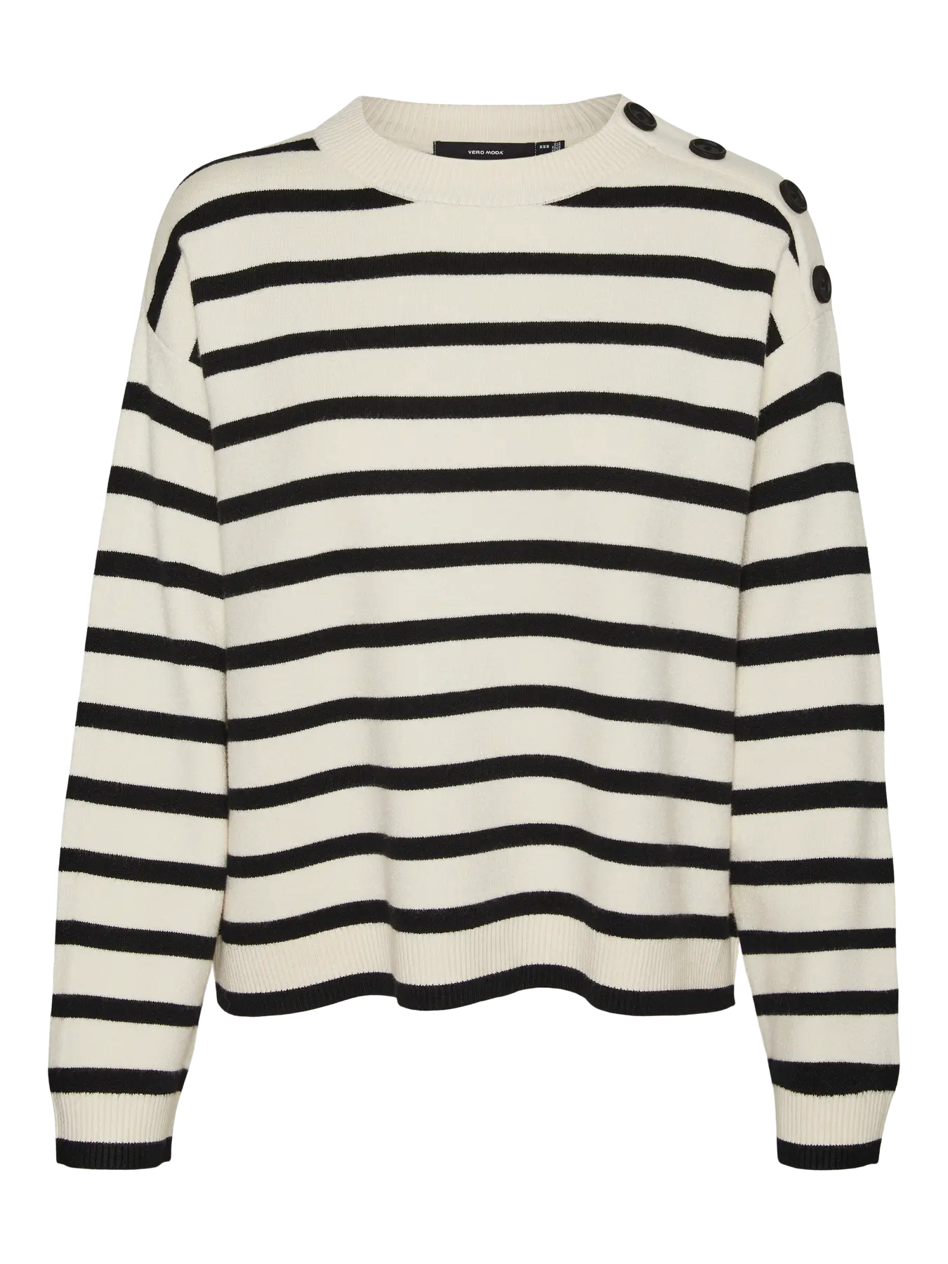 Vero Moda SABA Maglione a righe con i bottoni - birch black