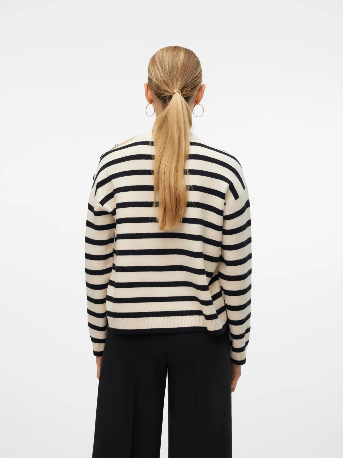 Vero Moda SABA Maglione a righe con i bottoni - birch black