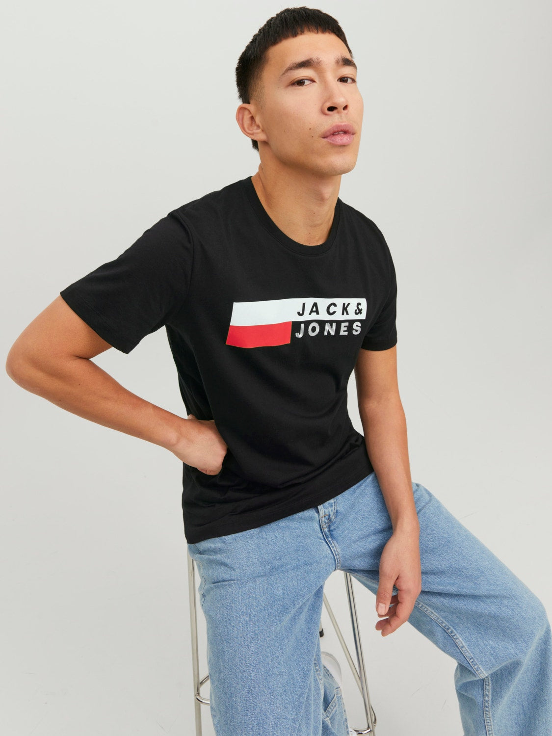 JACK & JONES T-SHIRT CON LOGO GIROCOLLO - Col. nero