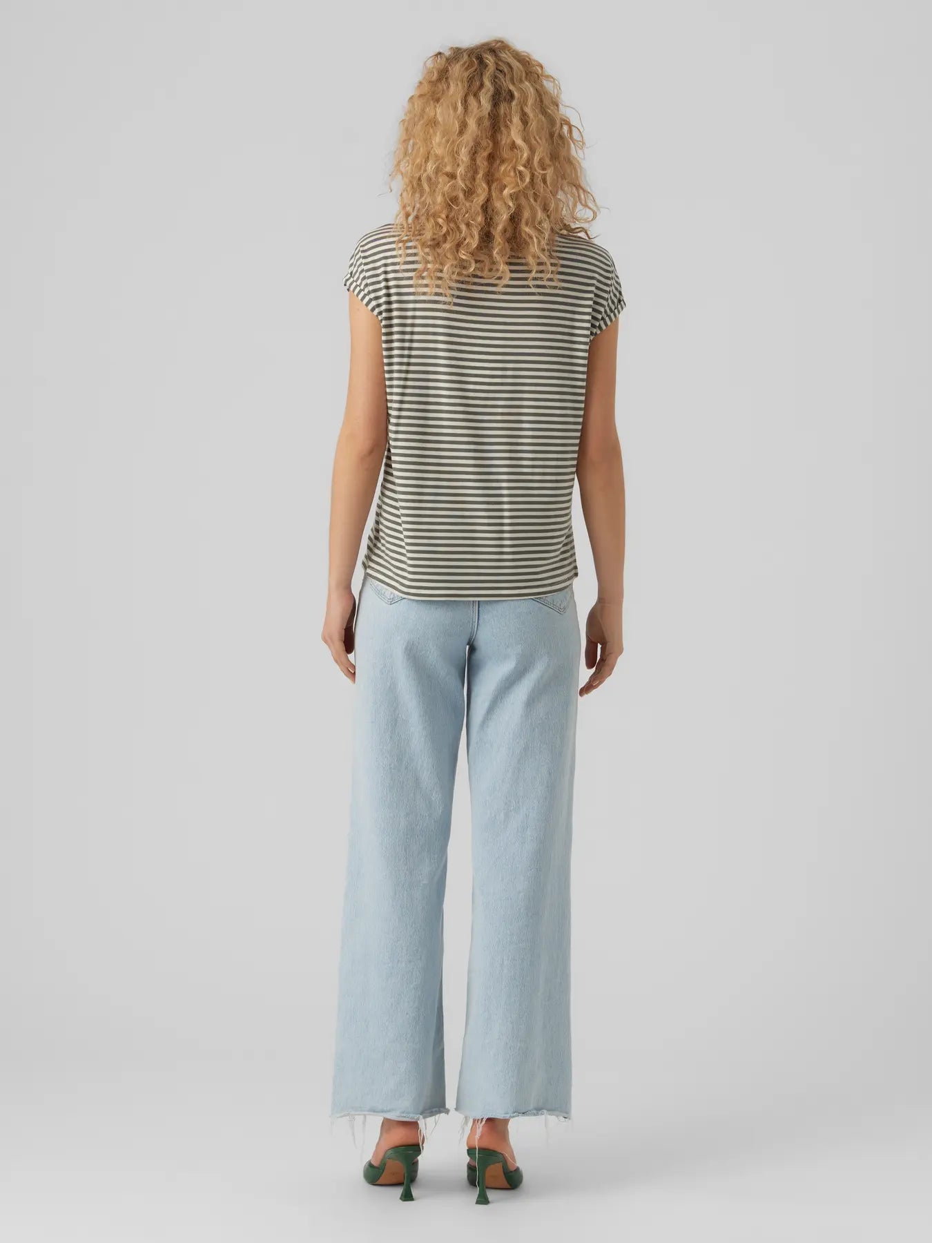 Vero Moda - T-shirt oversize a righe verde