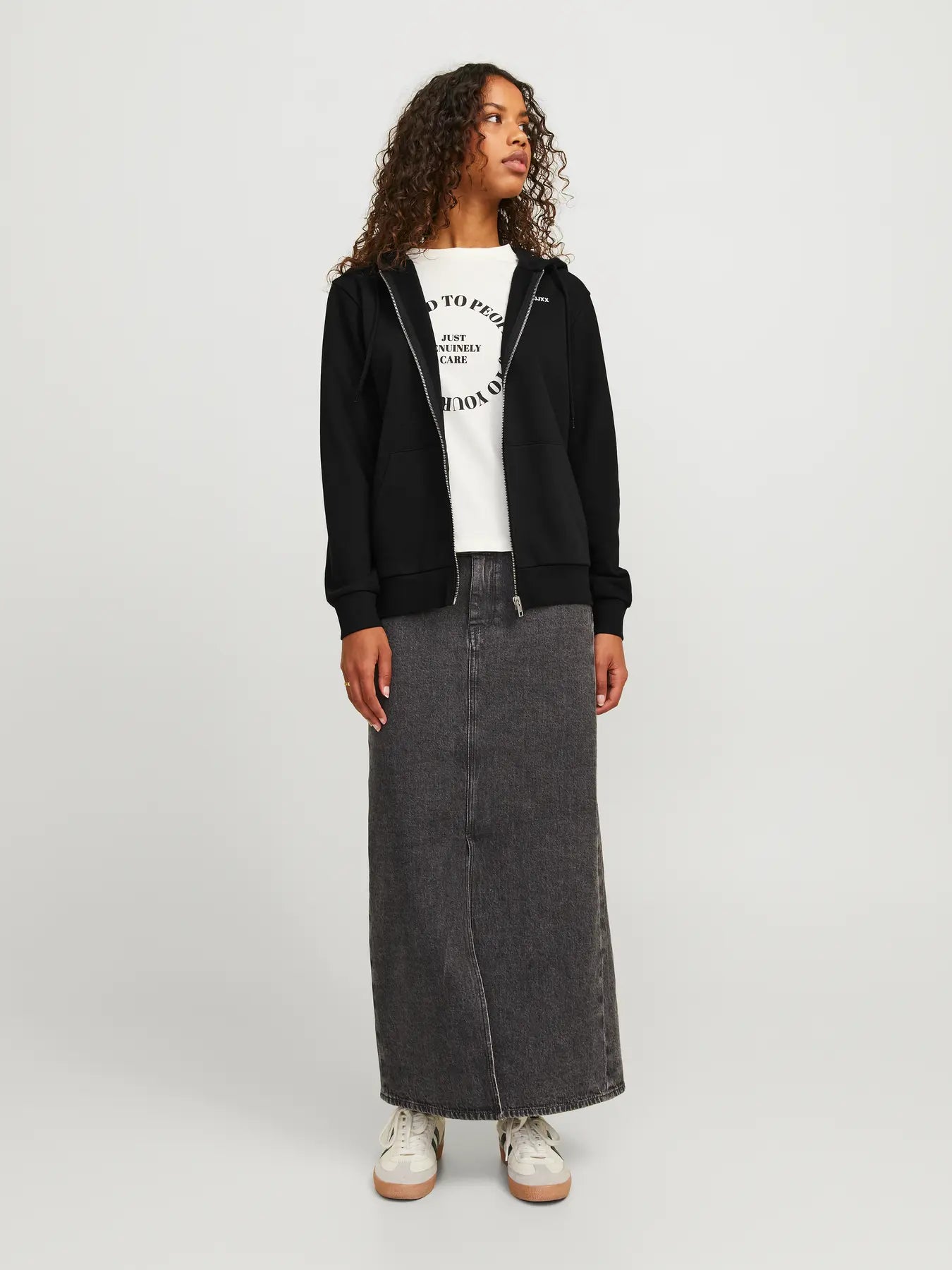 JJXX Felpa con zip 'JXABBIE' in col. nero