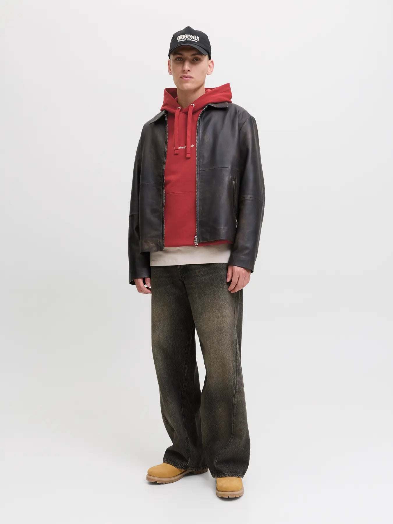 JACK & JONES FELPA CON CAPPUCCIO "JORNORREBRO" - Rosso
