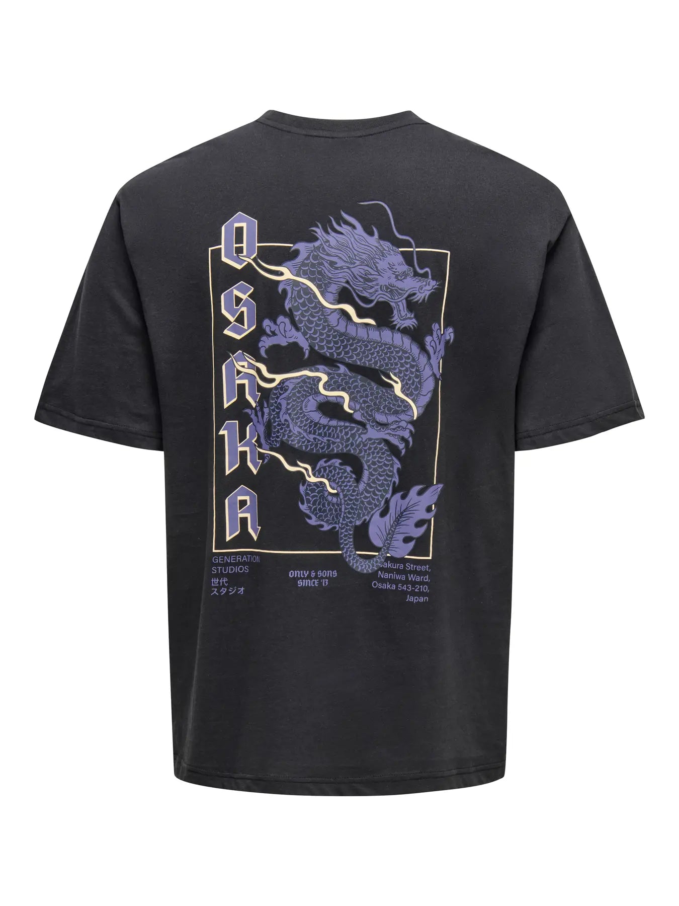 ONLY & SONS T-SHIRT DRAGON - Col. Nero