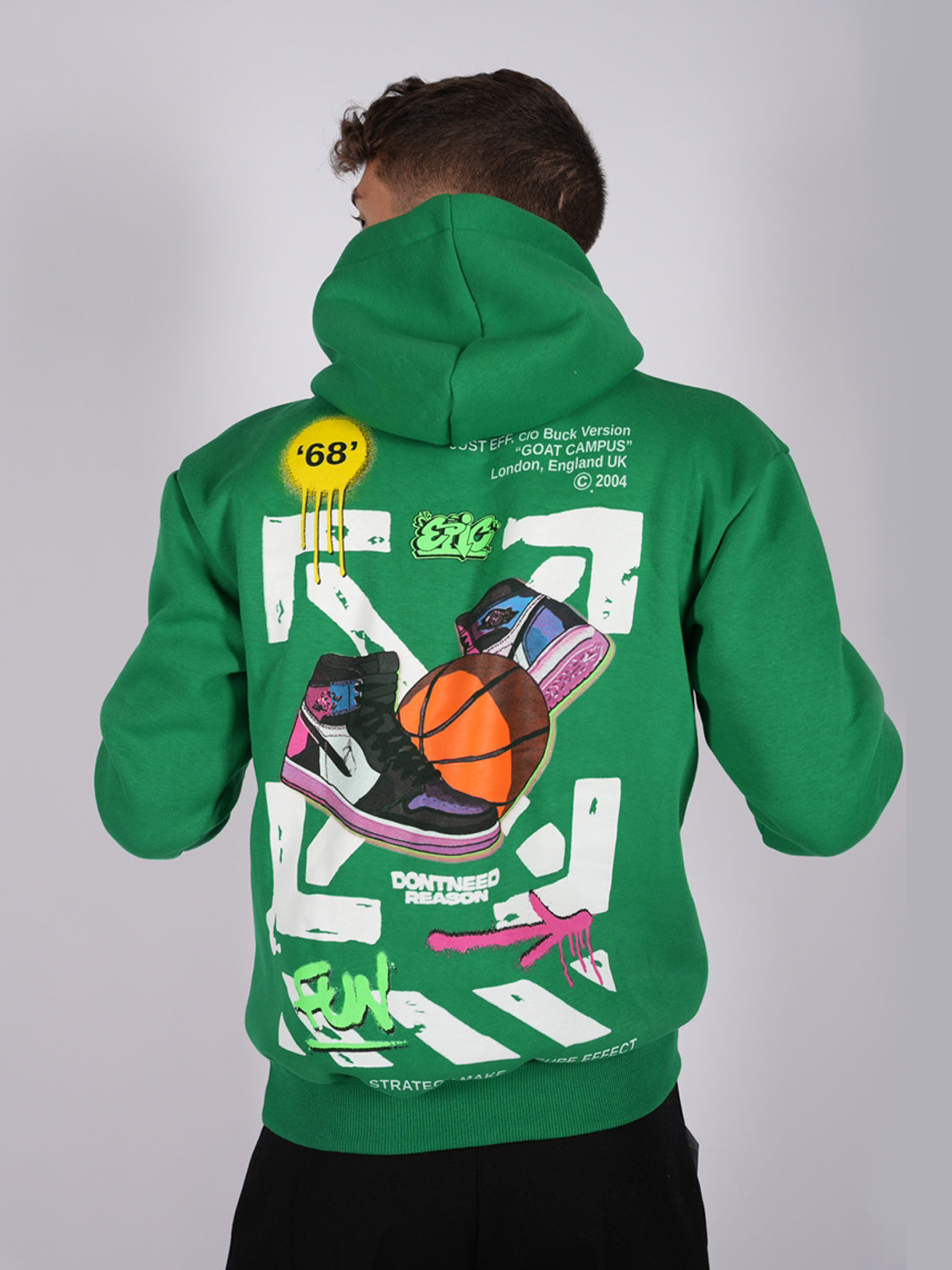 FELPA CON CAPPUCCIO "EPIC" - Col. Verde