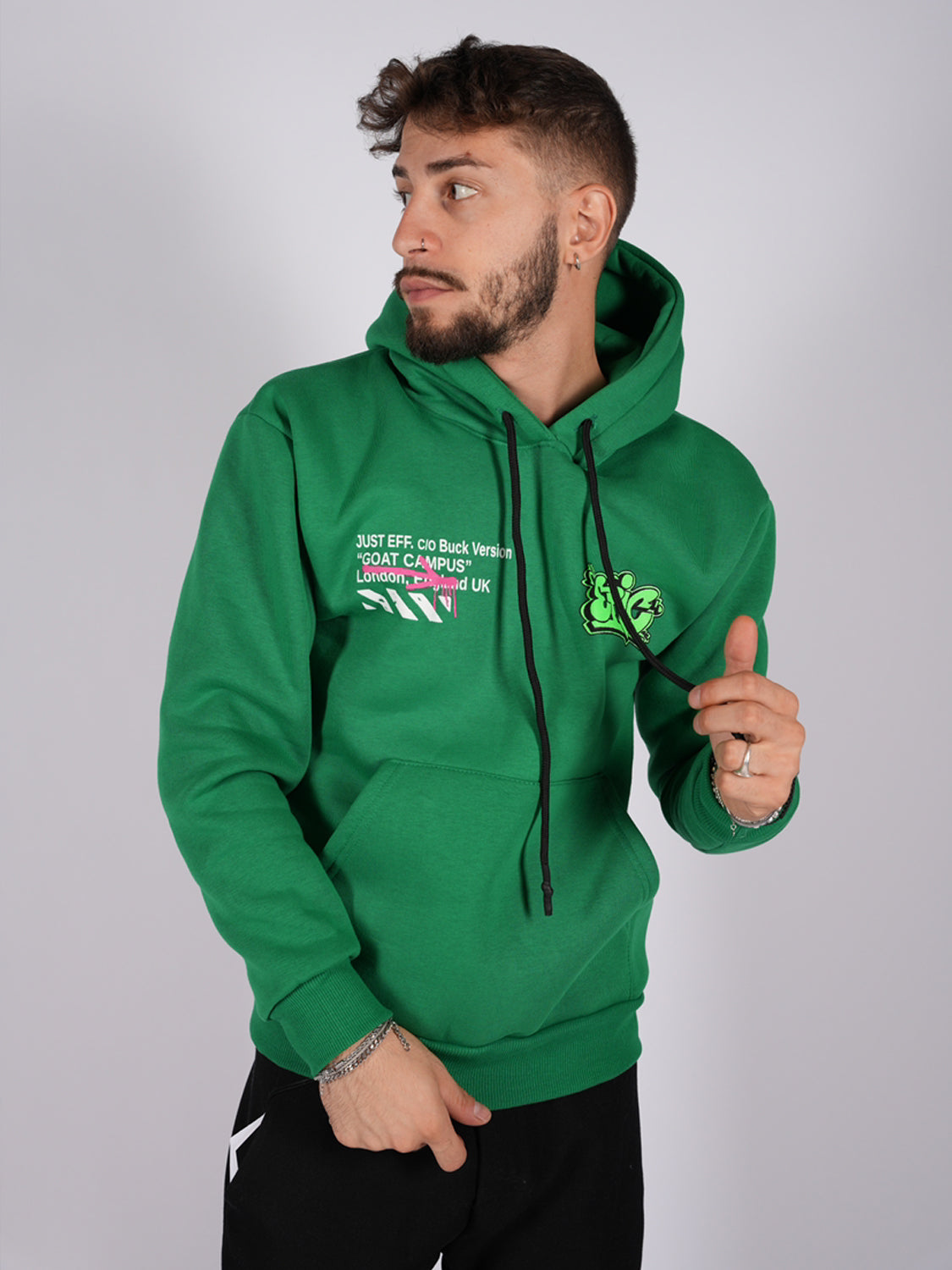 FELPA CON CAPPUCCIO "EPIC" - Col. Verde