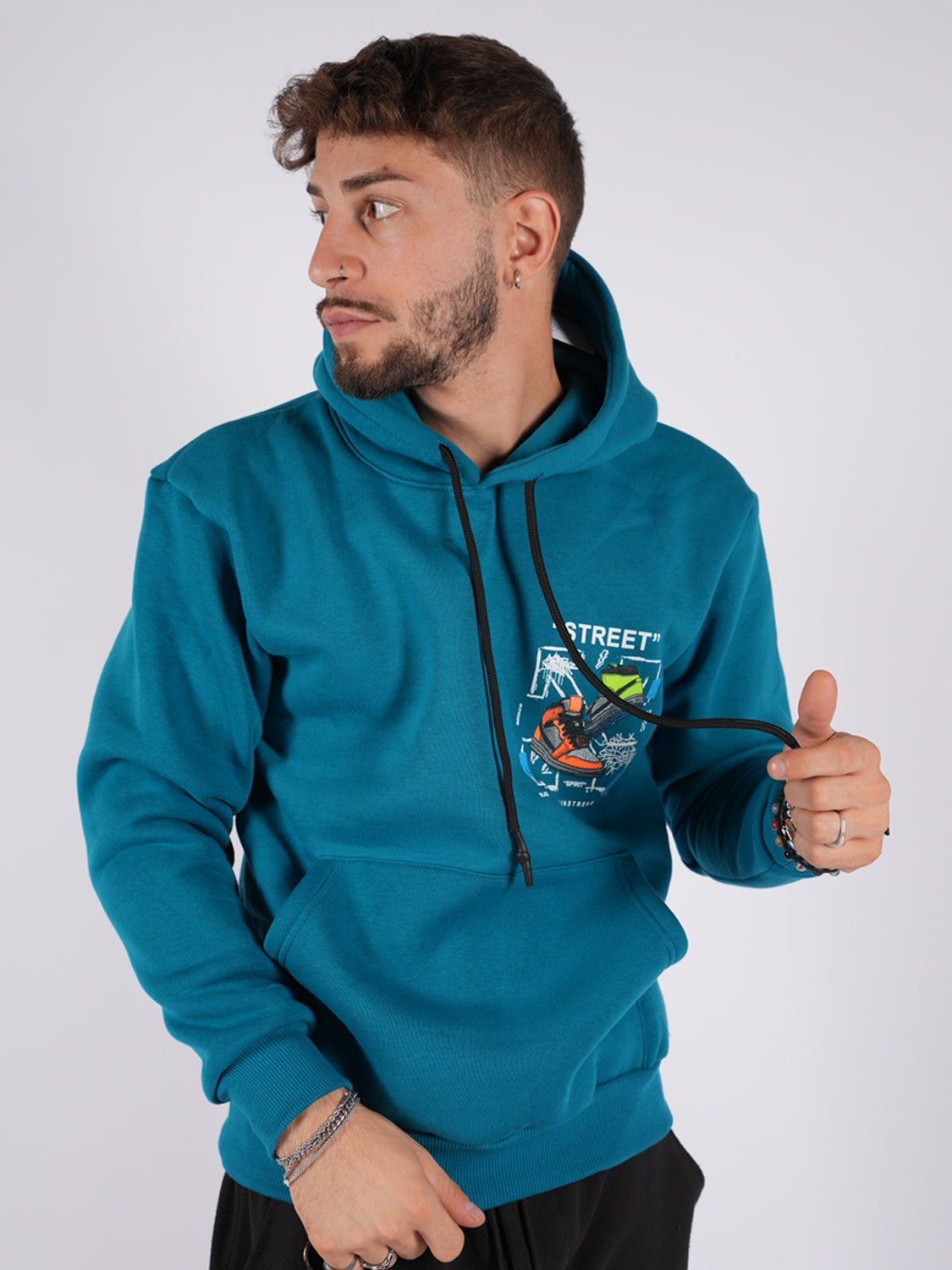 FELPA CON CAPPUCCIO "STREET" - Col. Blu