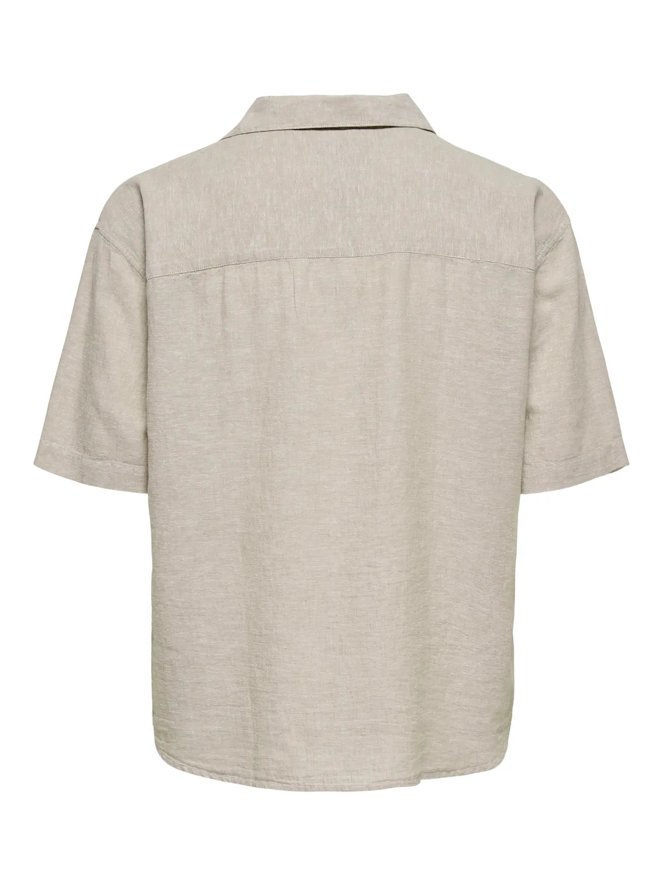 CAMICIA A MANICHE CORTE IN MISTO LINO RELAXED FIT - col. Beige