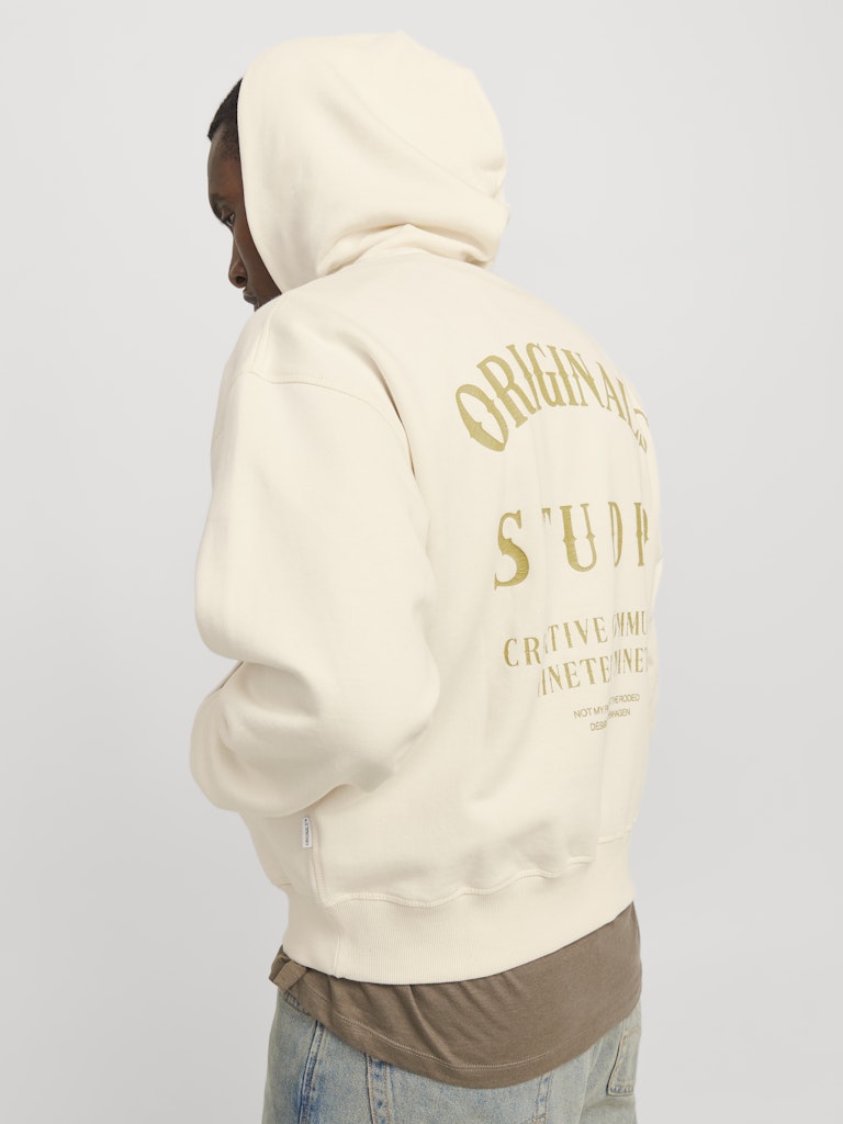 JACK & JONES FELPA CON CAPPUCCIO "ORIGINALS COMMUNITY" - Ecru