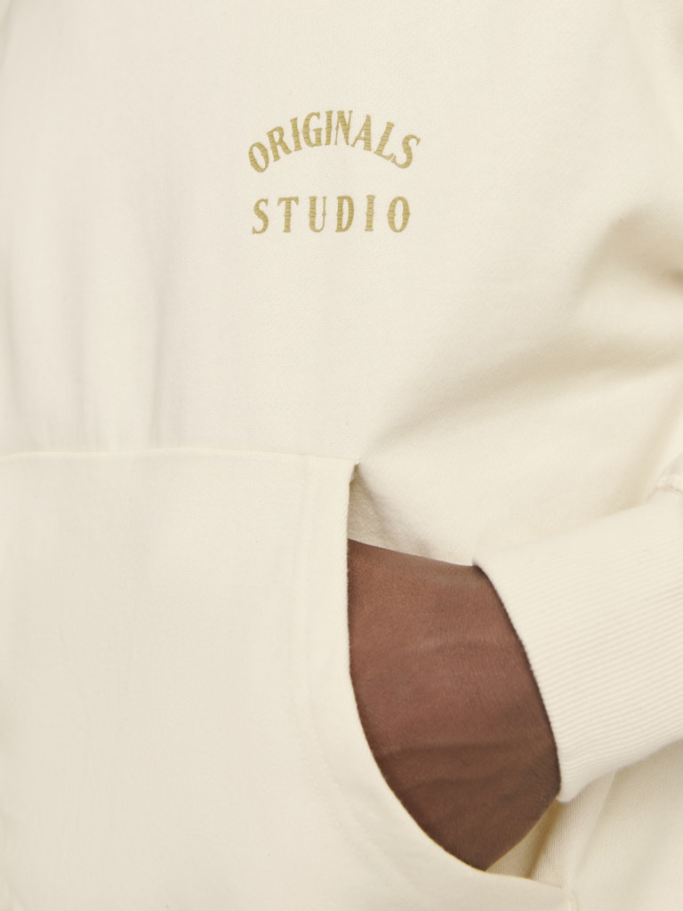 JACK & JONES FELPA CON CAPPUCCIO "ORIGINALS COMMUNITY" - Ecru