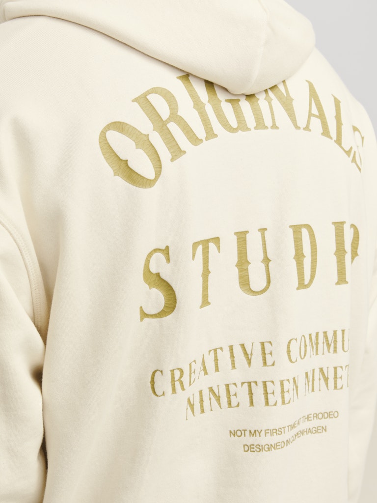 JACK & JONES FELPA CON CAPPUCCIO "ORIGINALS COMMUNITY" - Ecru
