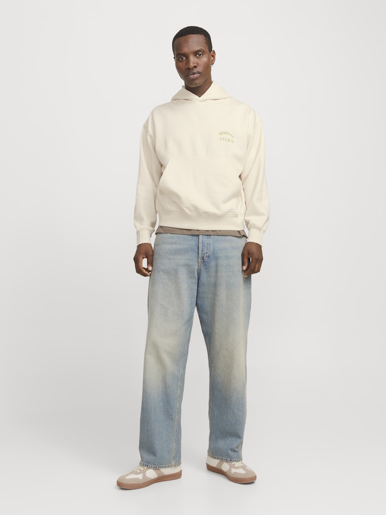 JACK & JONES FELPA CON CAPPUCCIO "ORIGINALS COMMUNITY" - Ecru
