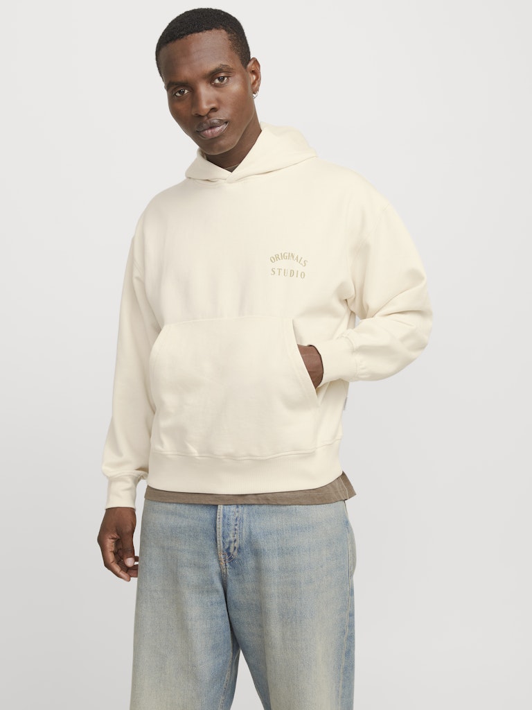 JACK & JONES FELPA CON CAPPUCCIO "ORIGINALS COMMUNITY" - Ecru