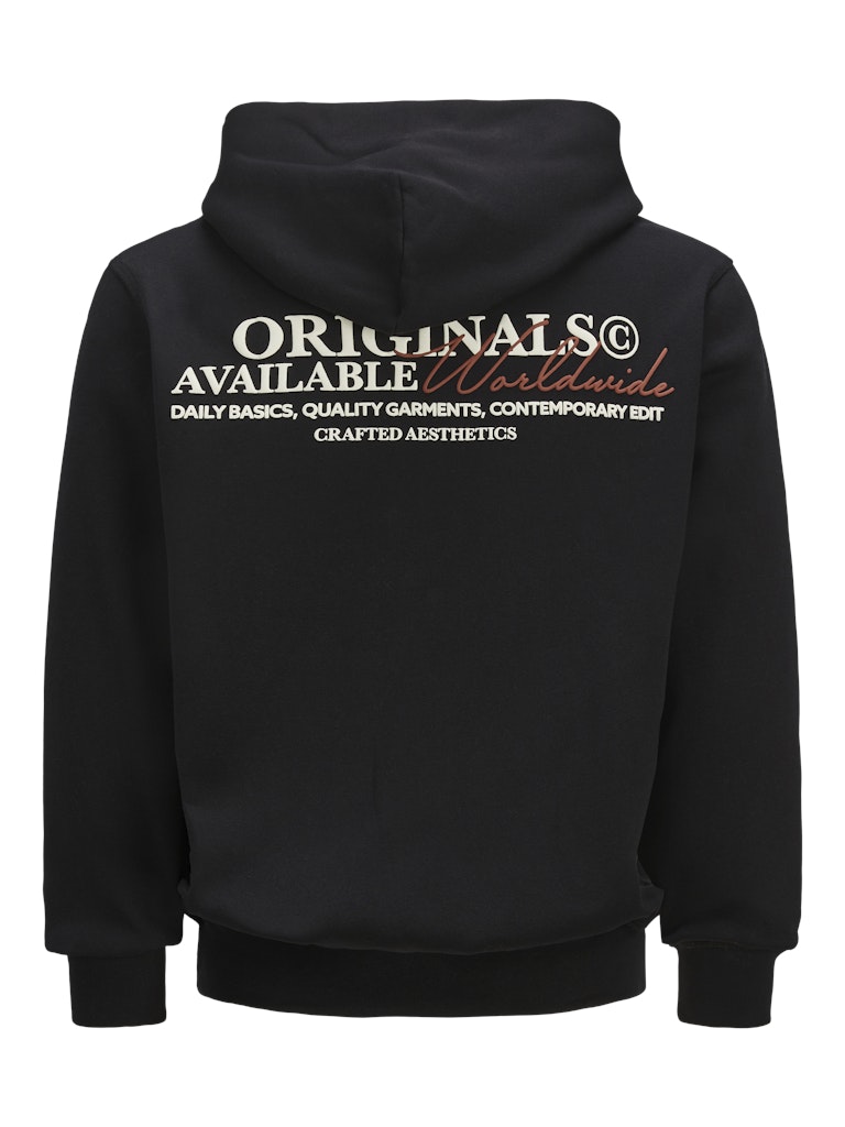 JACK & JONES FELPA CON CAPPUCCIO "ORIGINALS WORLDWIDE" - Nero