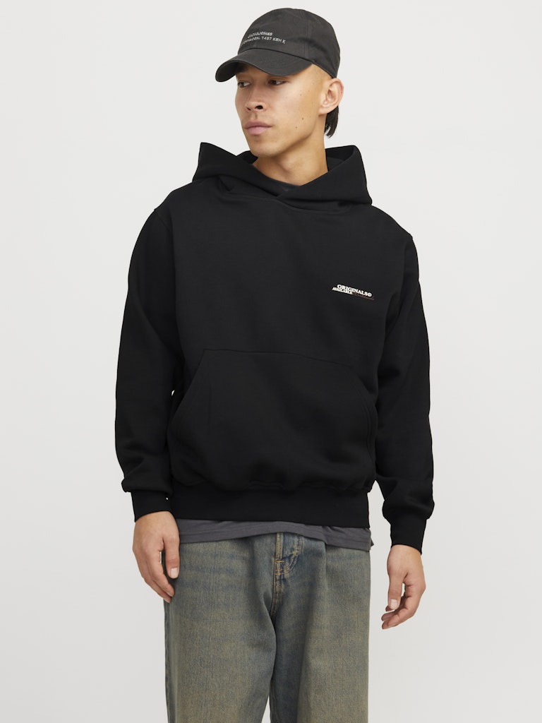 JACK & JONES FELPA CON CAPPUCCIO "ORIGINALS WORLDWIDE" - Nero
