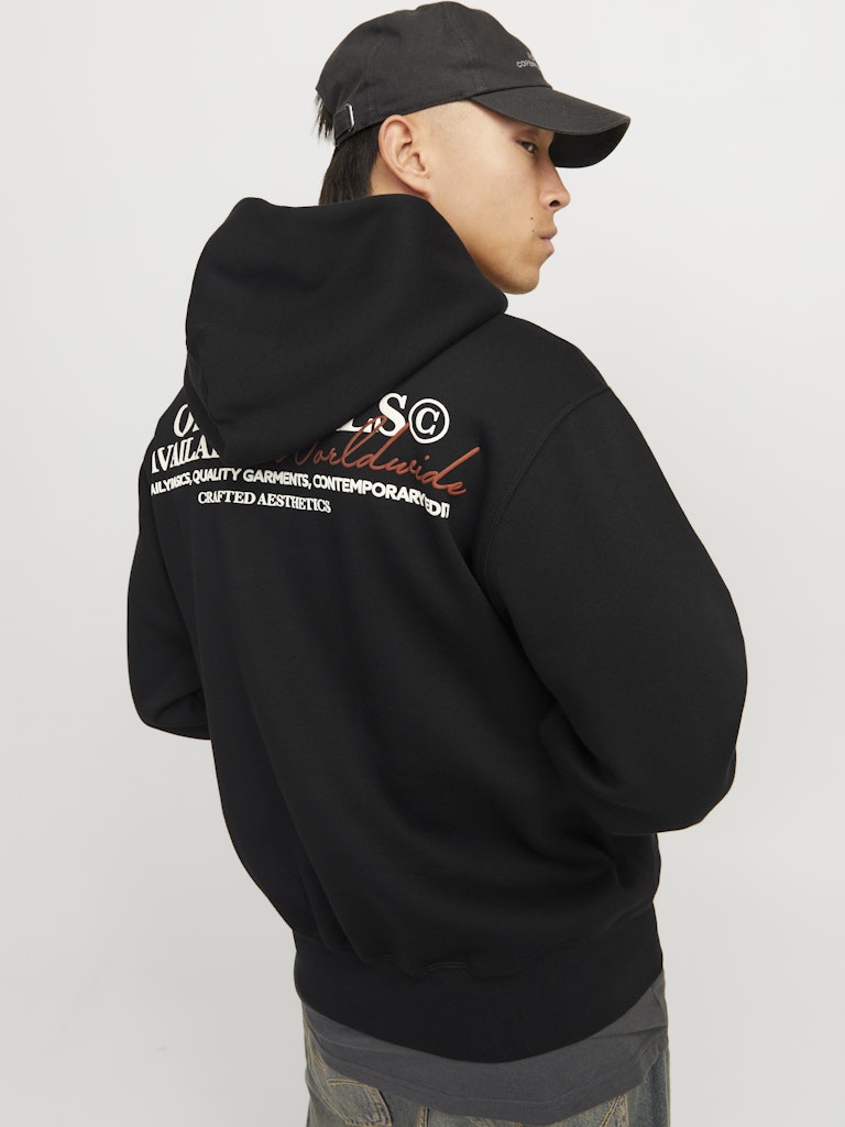 JACK & JONES FELPA CON CAPPUCCIO "ORIGINALS WORLDWIDE" - Nero