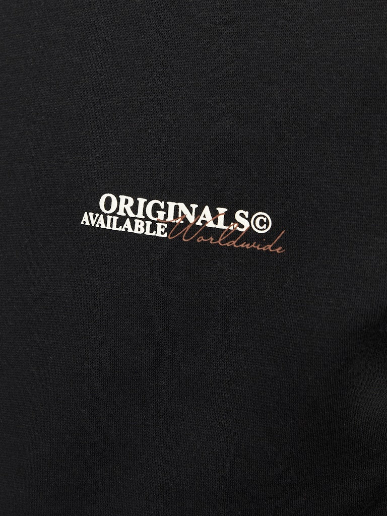JACK & JONES FELPA CON CAPPUCCIO "ORIGINALS WORLDWIDE" - Nero