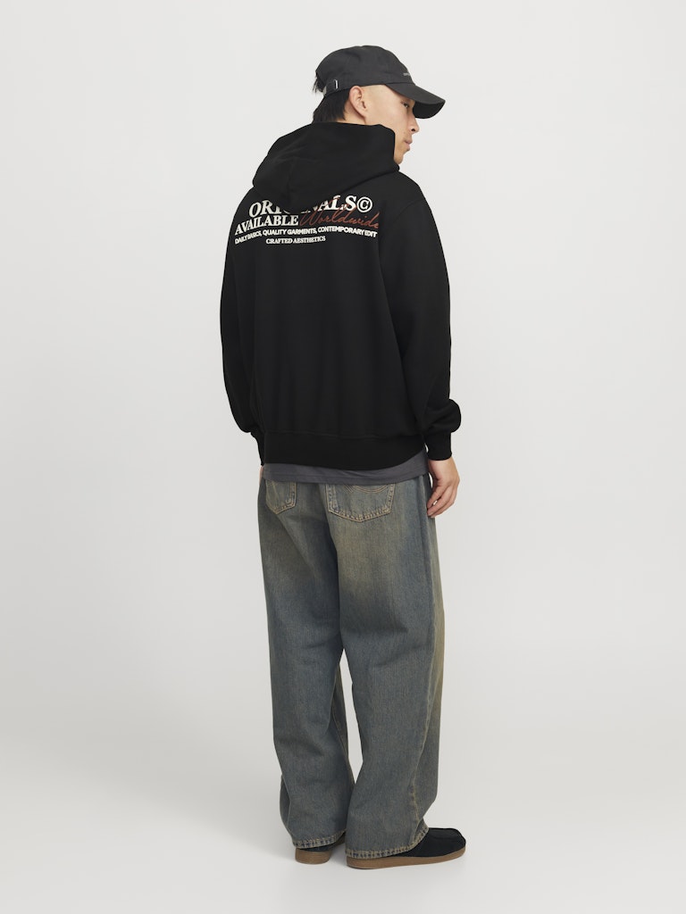 JACK & JONES FELPA CON CAPPUCCIO "ORIGINALS WORLDWIDE" - Nero