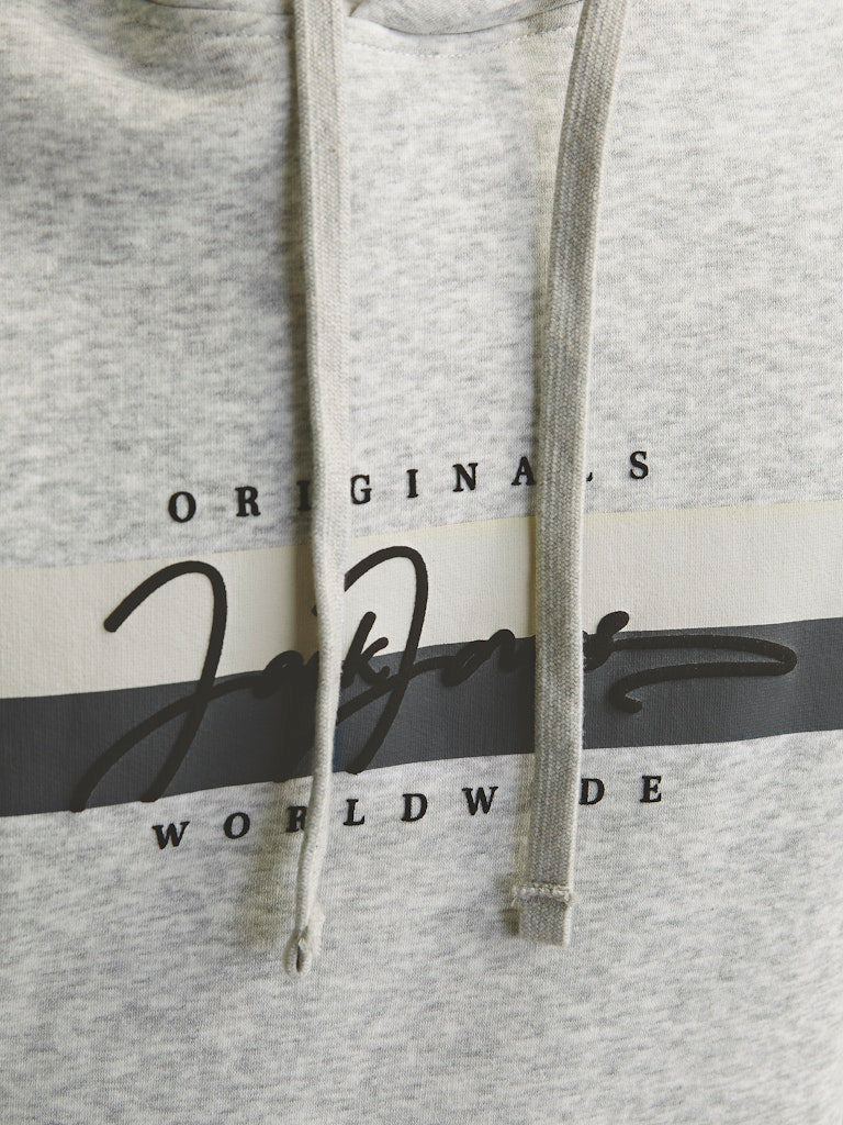 JACK & JONES FELPA CON CAPPUCCIO "BOX SCRIPT" - White Melange