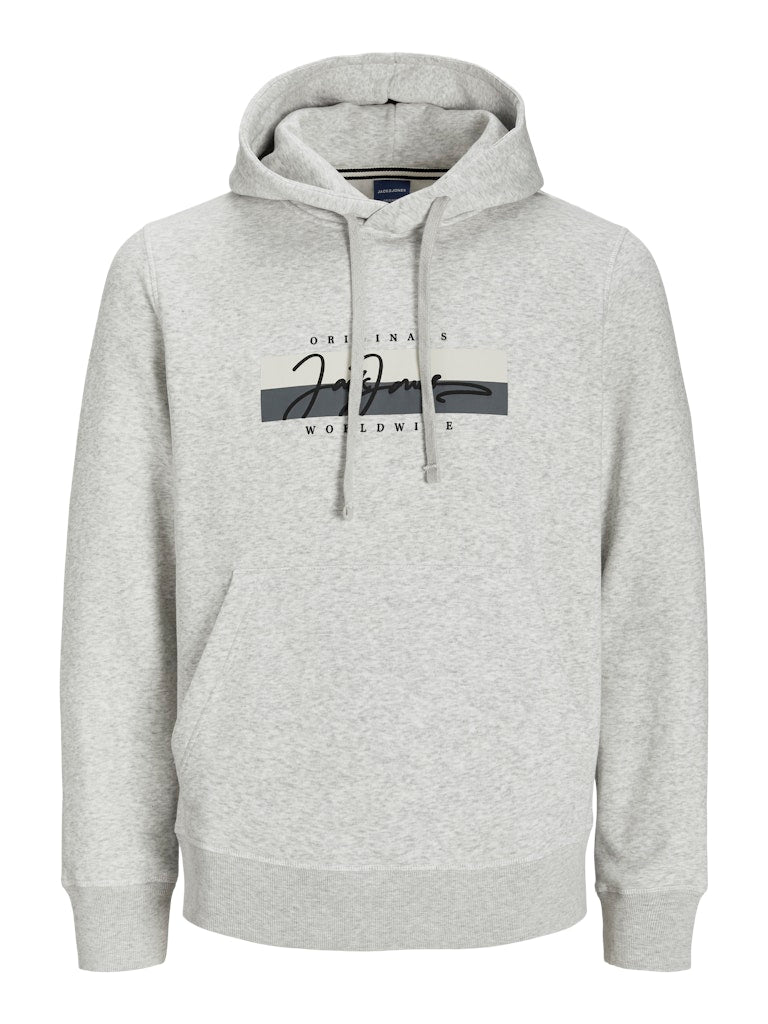 JACK & JONES FELPA CON CAPPUCCIO "BOX SCRIPT" - White Melange