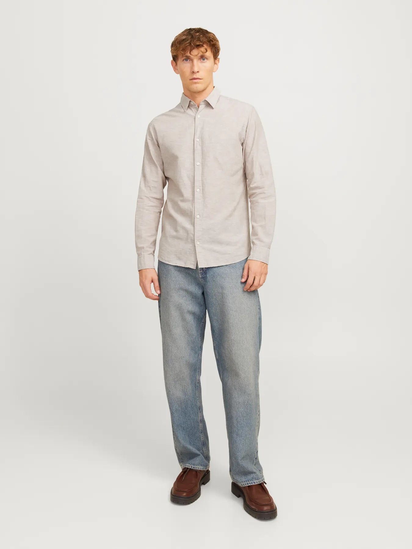 JACK & JONES CAMICIA IN MISTO LINO SLIM FIT - col. Beige