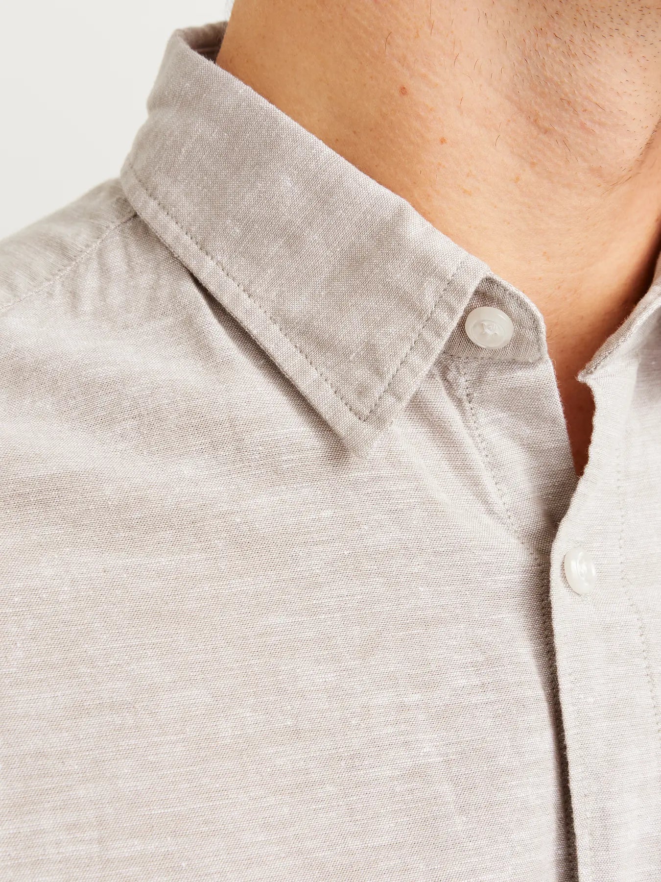 JACK & JONES CAMICIA IN MISTO LINO SLIM FIT - col. Beige