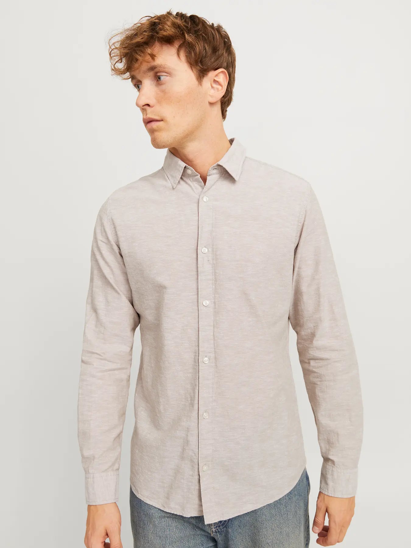 JACK & JONES CAMICIA IN MISTO LINO SLIM FIT - col. Beige