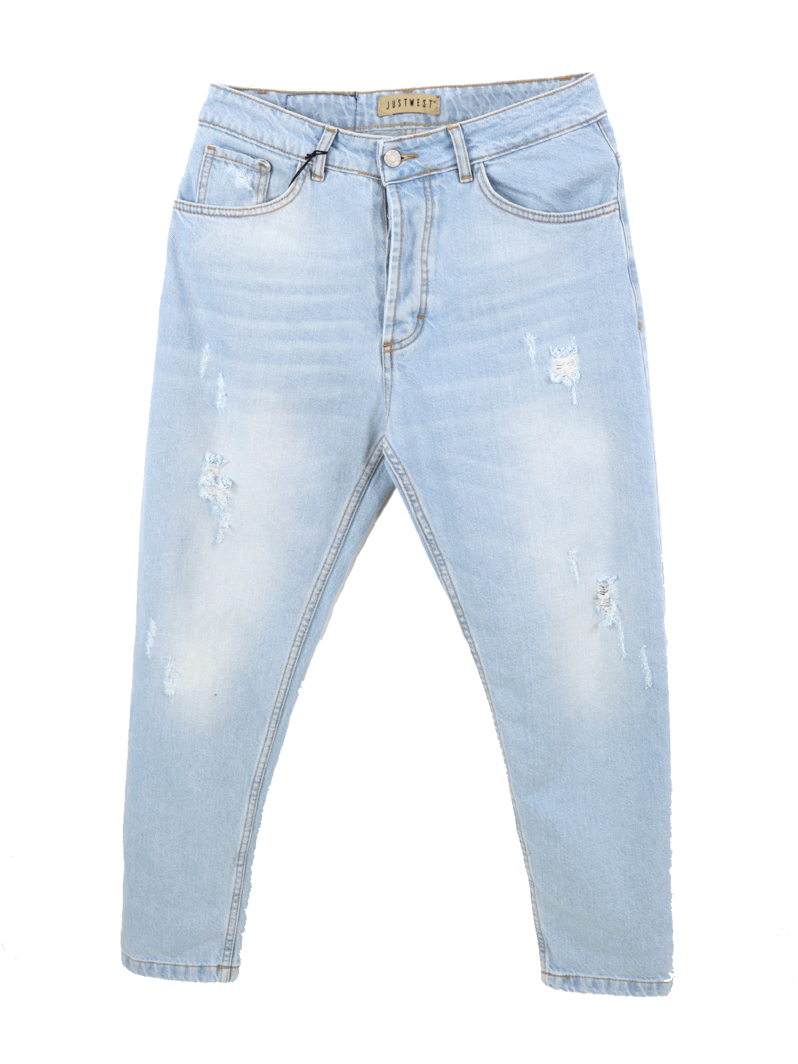 CROPPED BLUE LIGHT JEANS CON PICCOLI STRAPPI