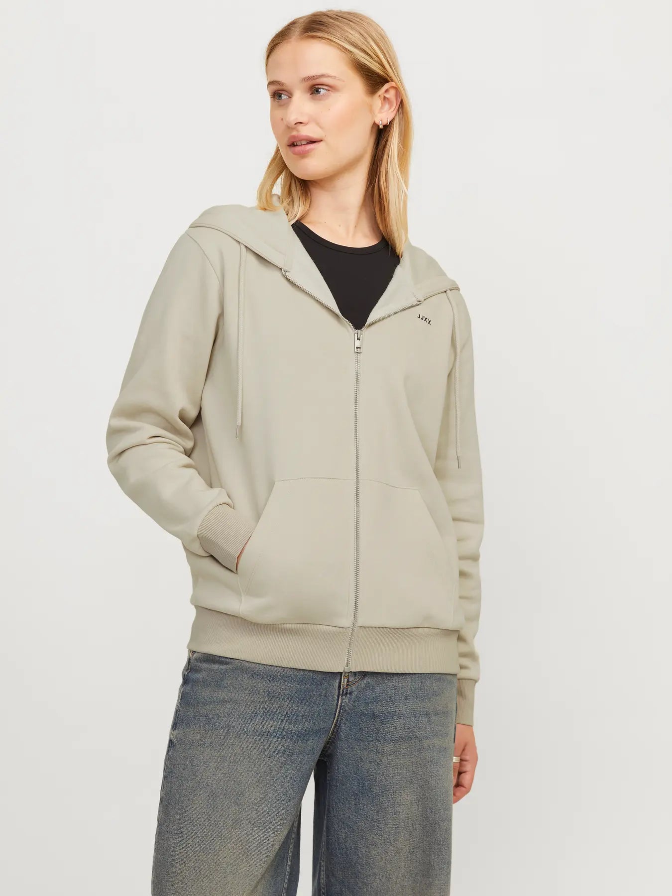 JJXX Felpa con zip 'JXABBIE' in col. beige