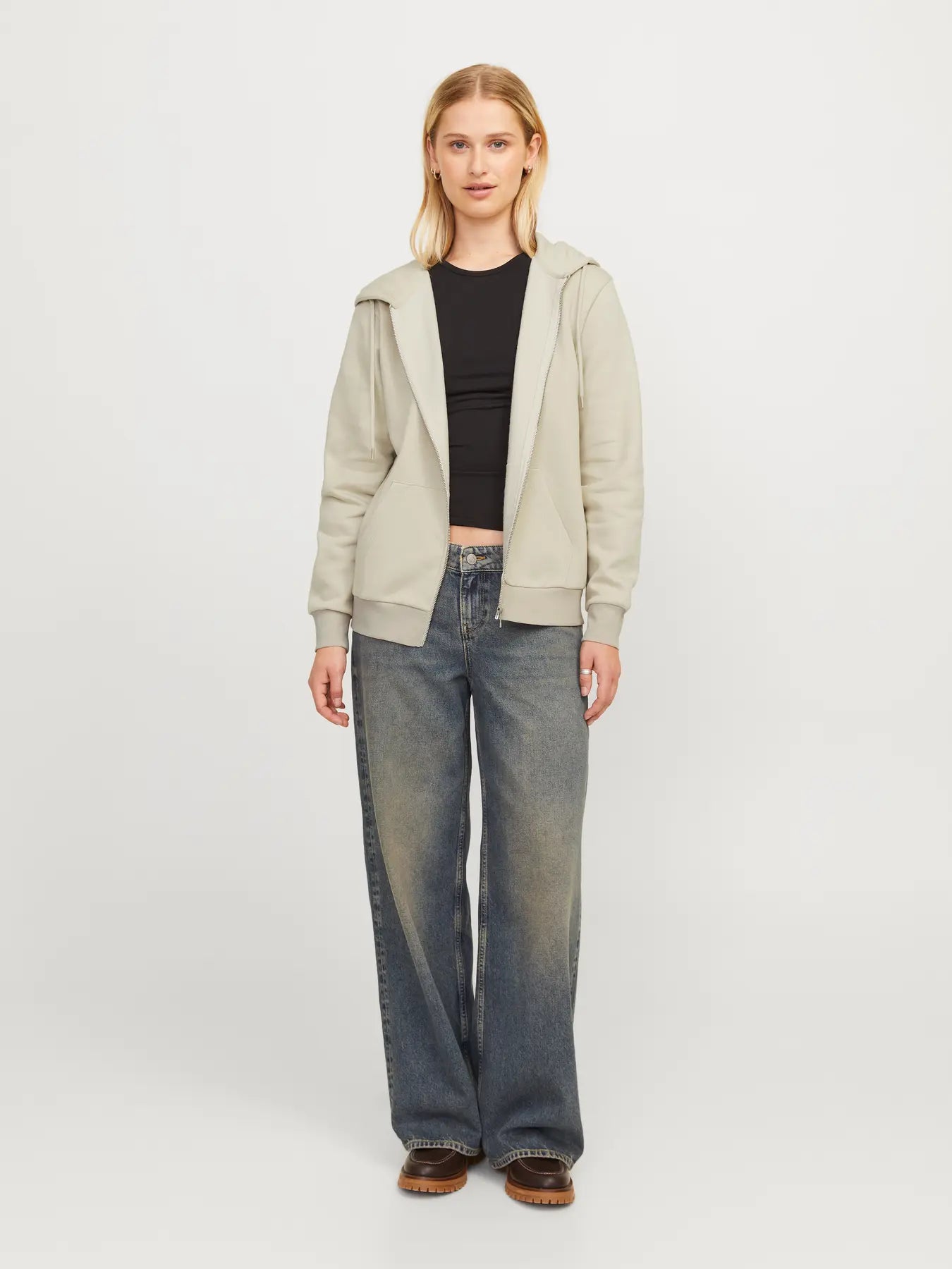 JJXX Felpa con zip 'JXABBIE' in col. beige