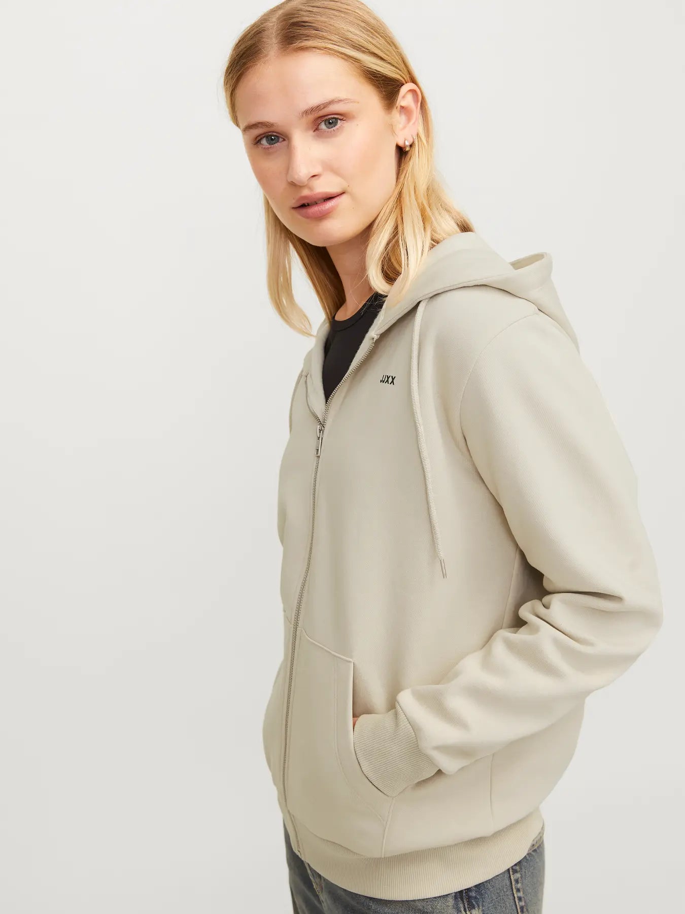 JJXX Felpa con zip 'JXABBIE' in col. beige