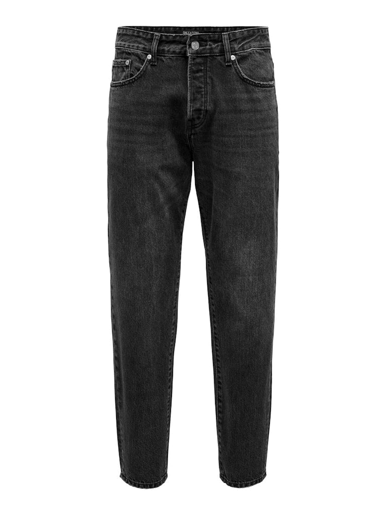 RELAXED BLACK JEANS SENZA STRAPPI