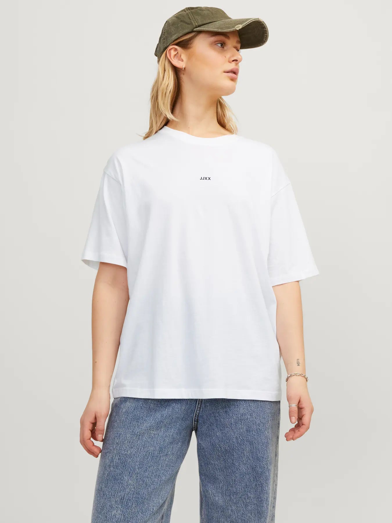 JXANDREA LOOSE LOGO TEE - T-shirt basic - col. bianco