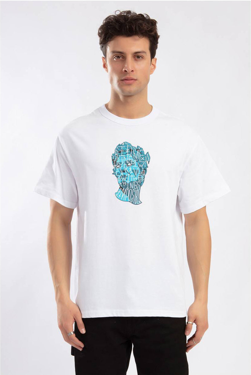 T-SHIRT "SCULPTURE" CON STAMPA FRONTE- Col. Bianco