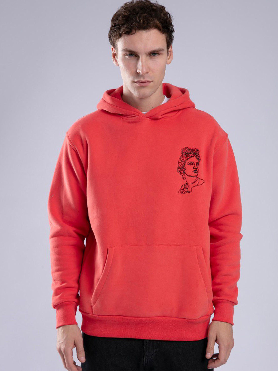 FELPA CON CAPPUCCIO "VICTORIE" - Col. Rosso corallo