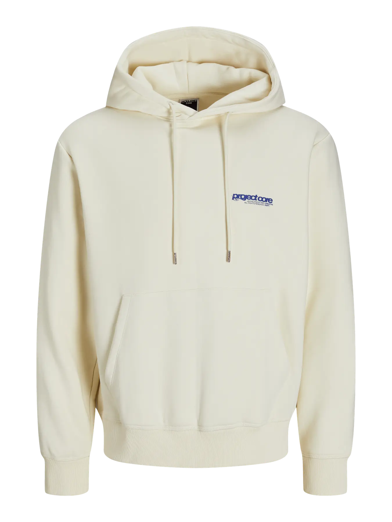 JACK & JONES FELPA CON CAPPUCCIO "PROJECT CORE" - Bianco panna