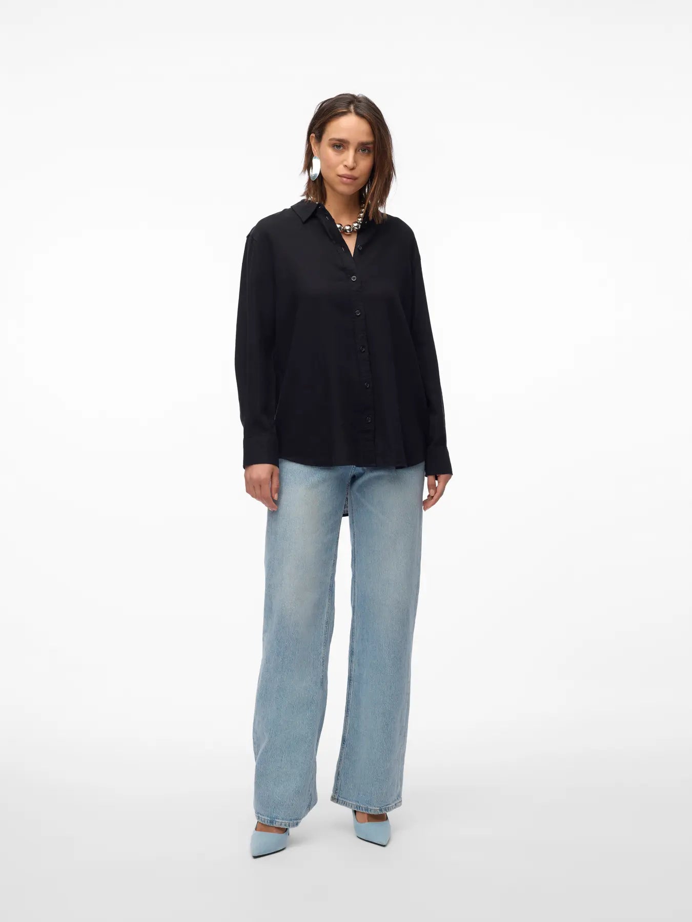 VERO MODA Camicia in lino da donna 'VMLINN' - col. Nero
