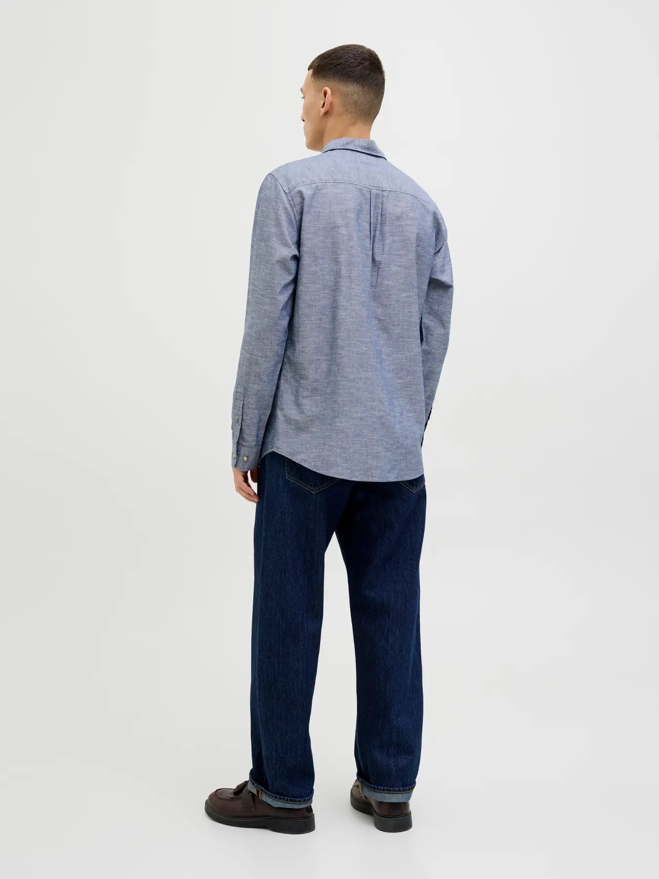 JACK & JONES CAMICIA IN MISTO LINO REGULAR FIT - Col. Denim