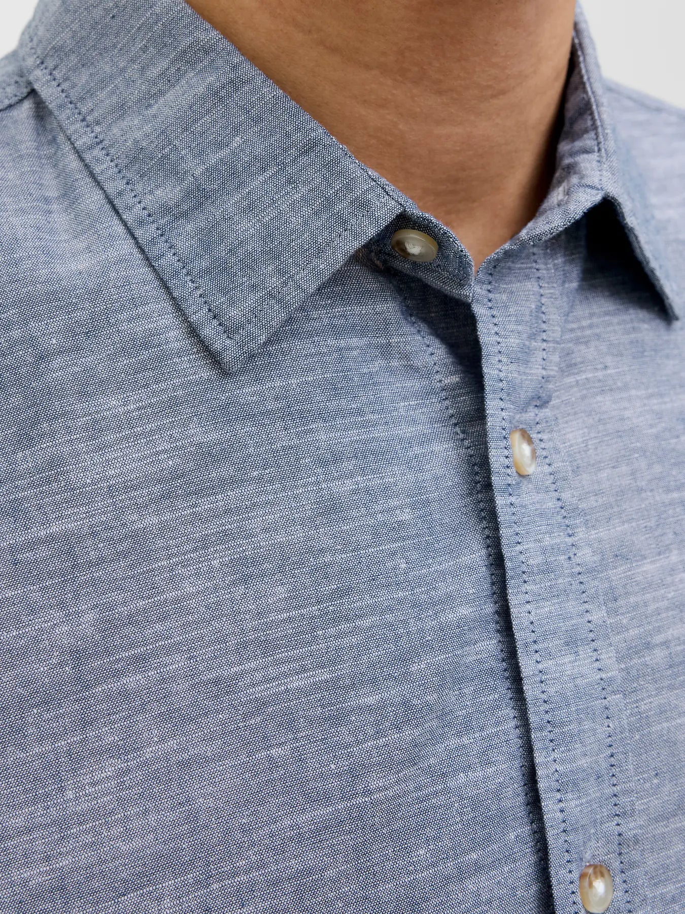 JACK & JONES CAMICIA IN MISTO LINO REGULAR FIT - Col. Denim