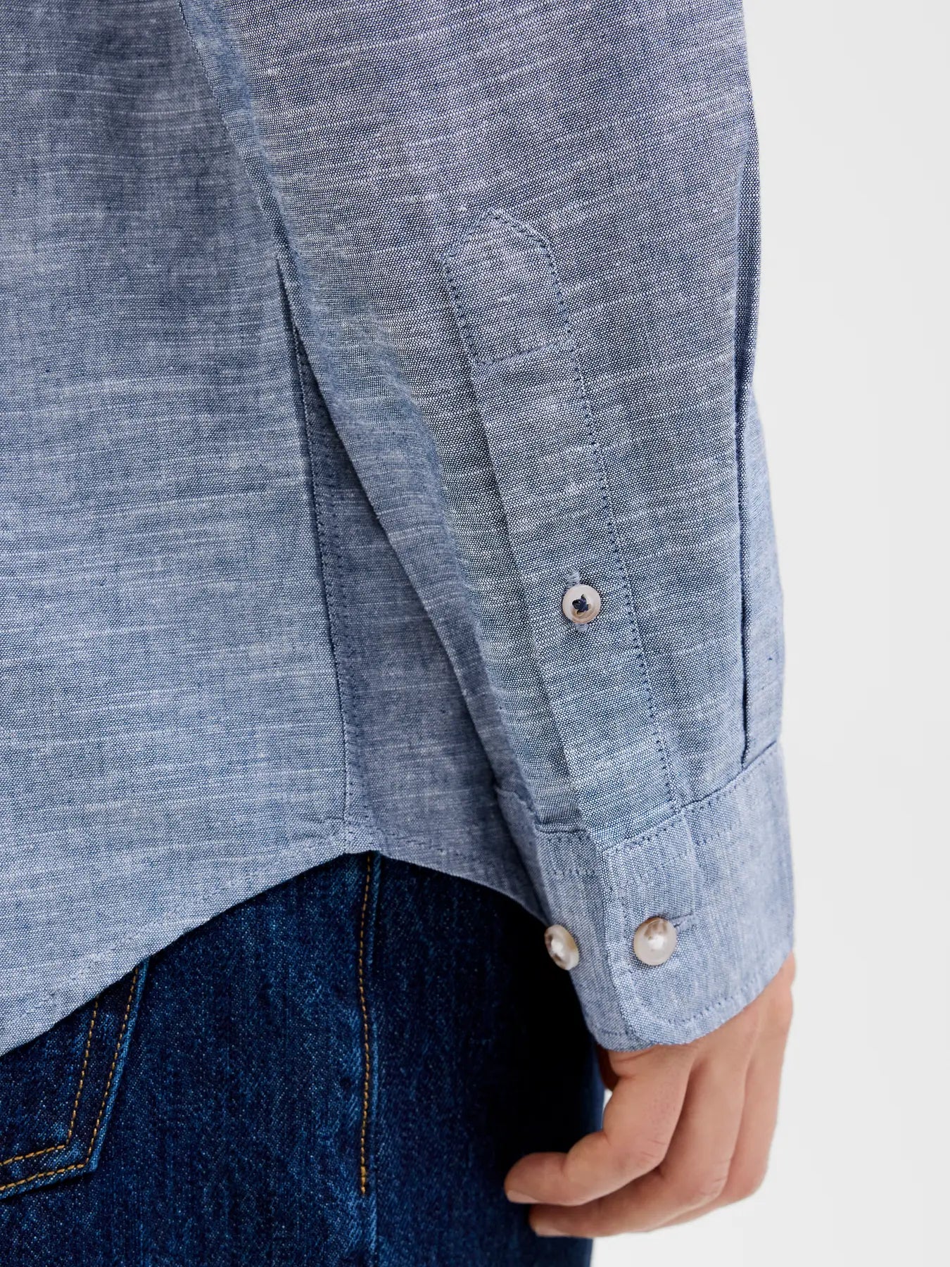 JACK & JONES CAMICIA IN MISTO LINO REGULAR FIT - Col. Denim