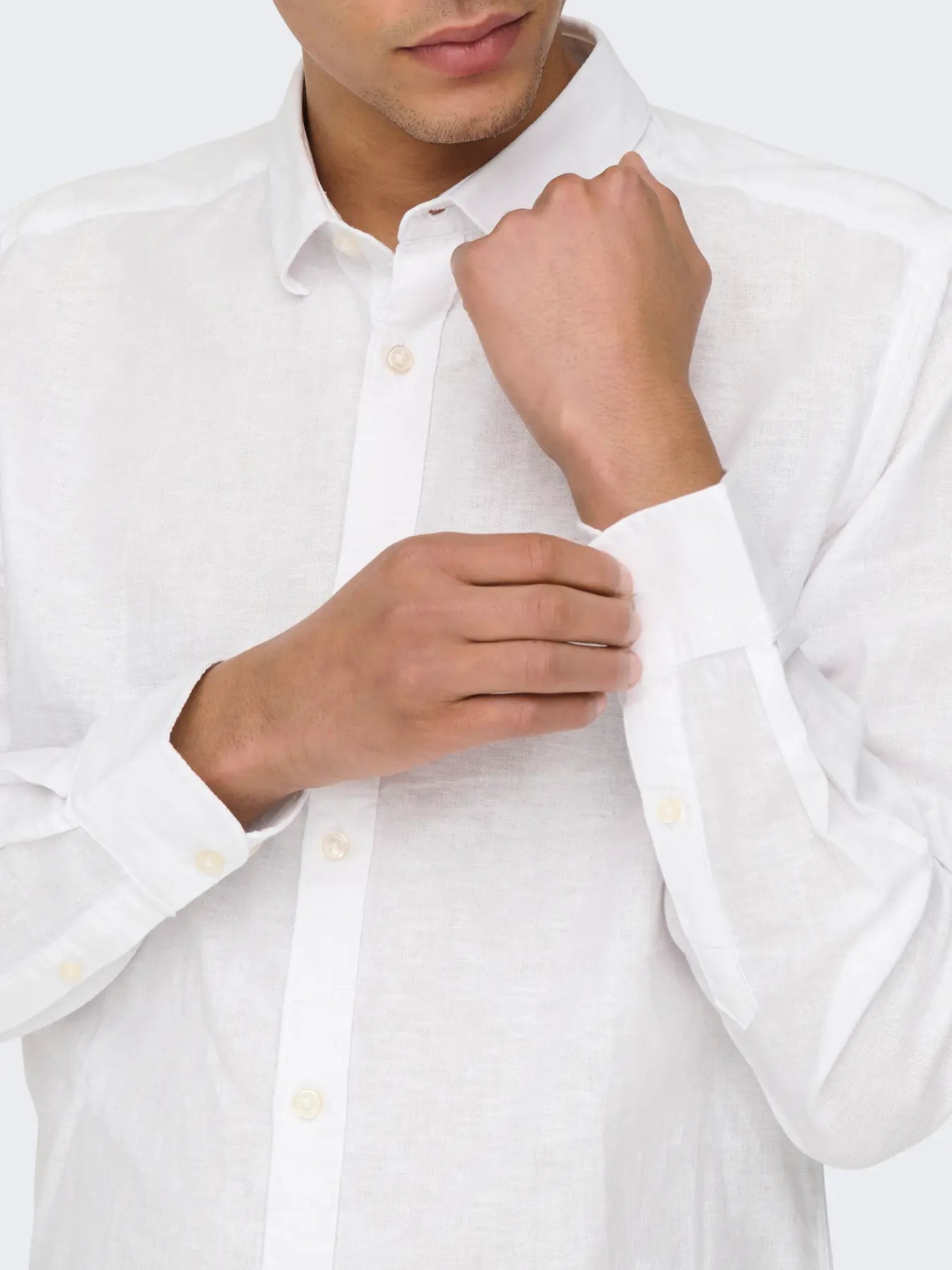 CAMICIA IN MISTO LINO SLIM FIT - col. Bianco