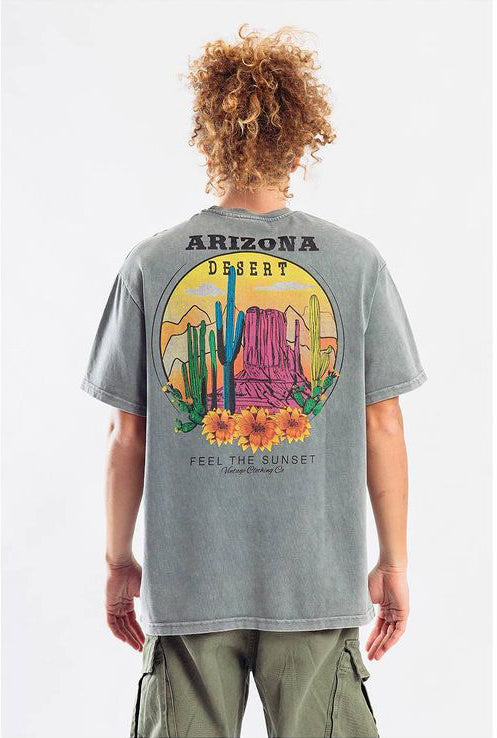 T-SHIRT "ARIZONA DESERT" CON STAMPA FRONTE/RETRO - Col. Grigio